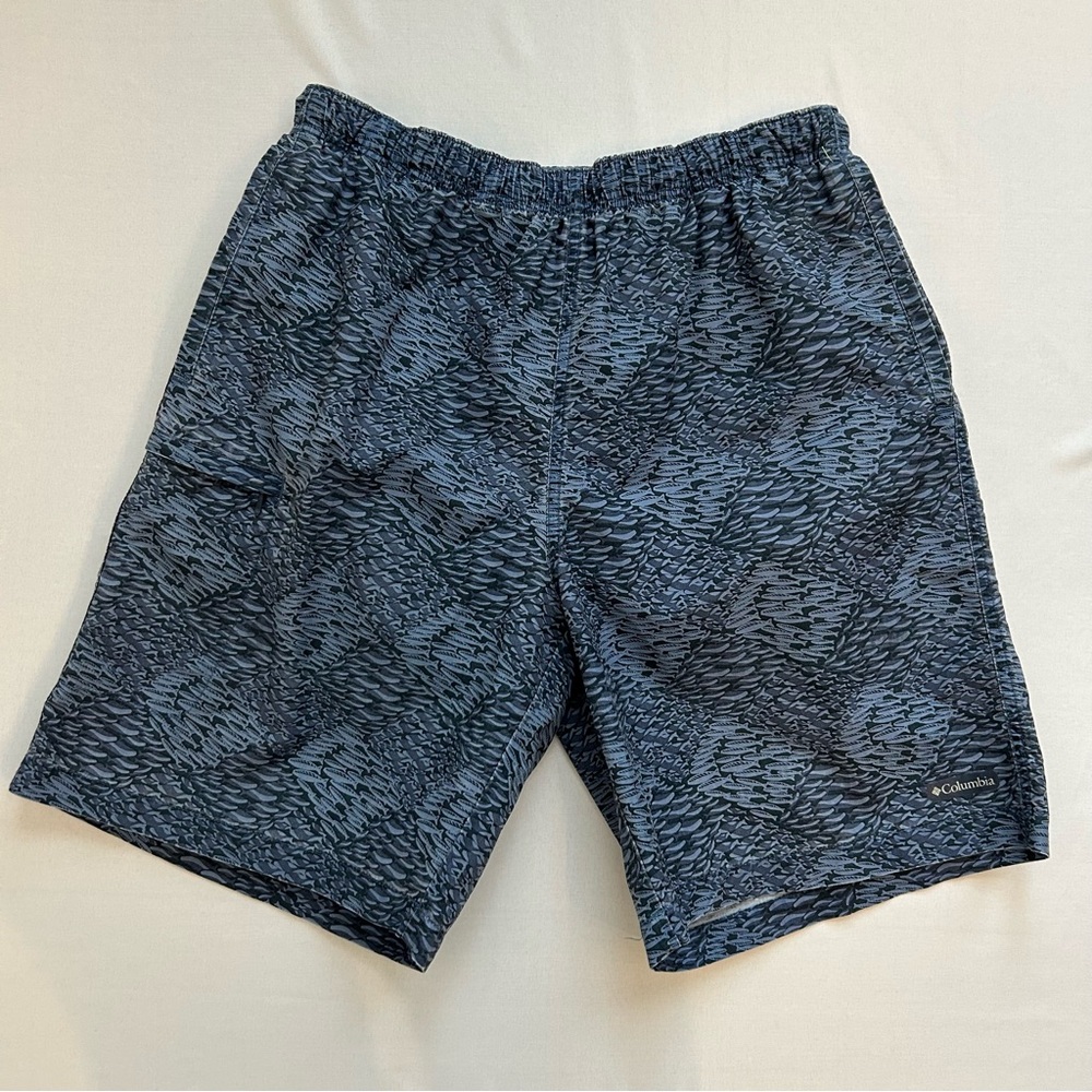 Columbia XCO Swim Trunks Blue Fish Pattern Small